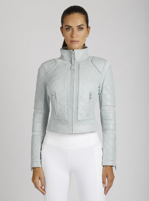 Classic Leather Mesh Moto Jacket - colors - Blanc Noir Online Store