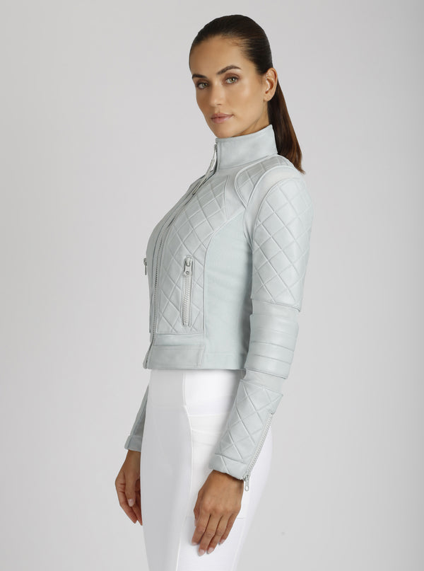 Classic Leather Mesh Moto Jacket - colors - Blanc Noir Online Store