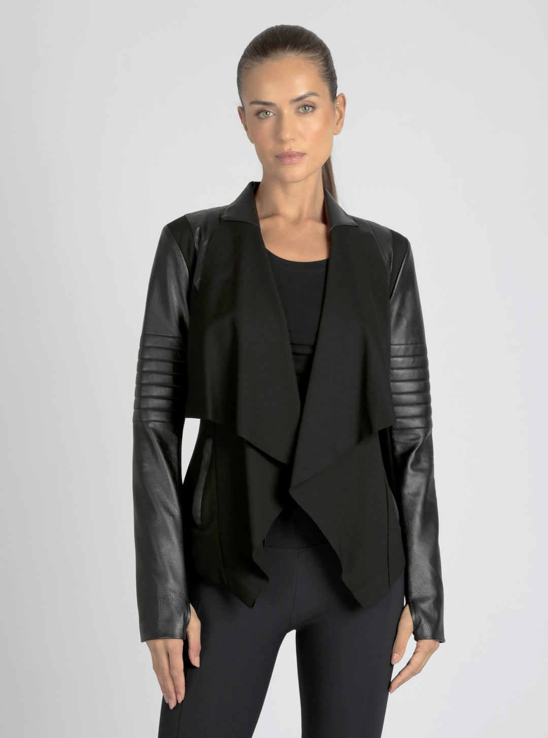 Drape Front Jacket - Black - Blanc Noir Online Store