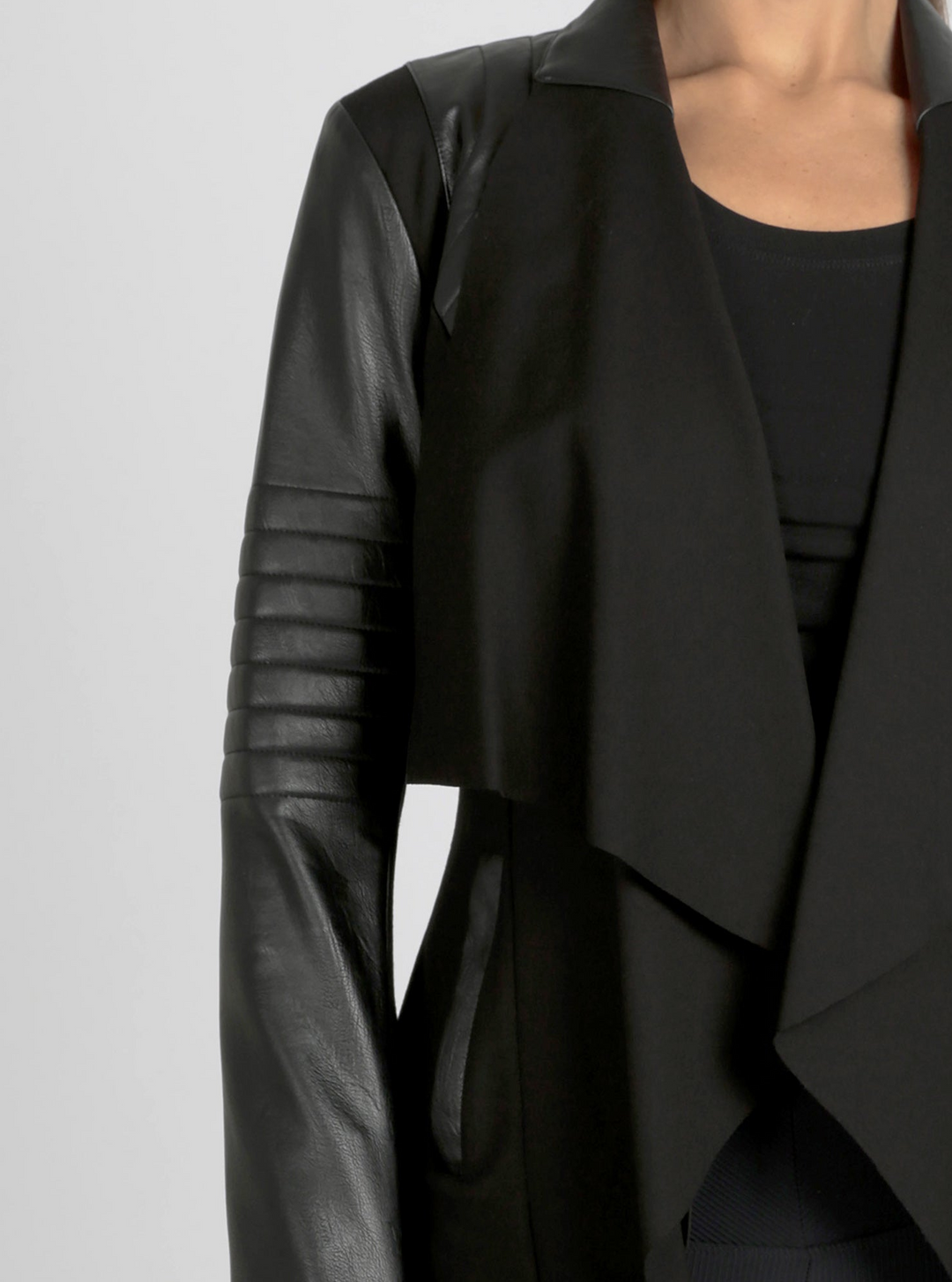 Drape Front Jacket - Black - Blanc Noir Online Store