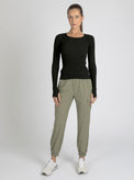 Two Tone Rib Long Sleeve Top - Blanc Noir Online Store