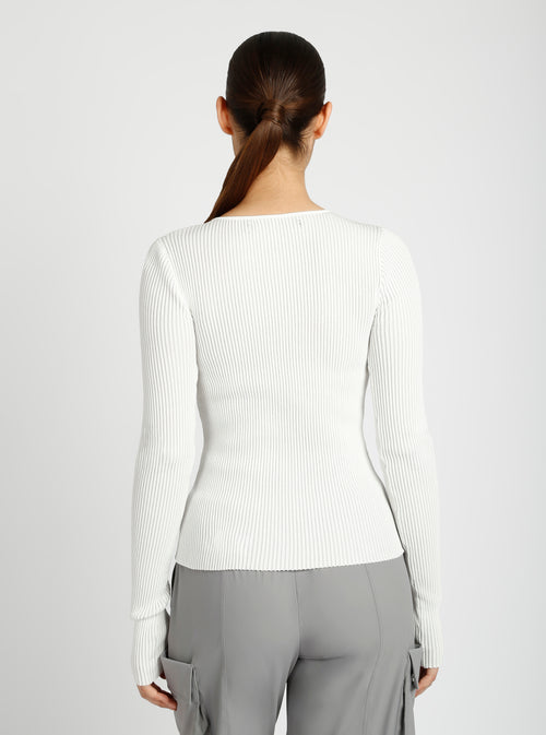 Two Tone Rib Long Sleeve Top - Blanc Noir Online Store