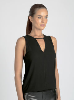 Amara V Neck Top - Blanc Noir Online Store