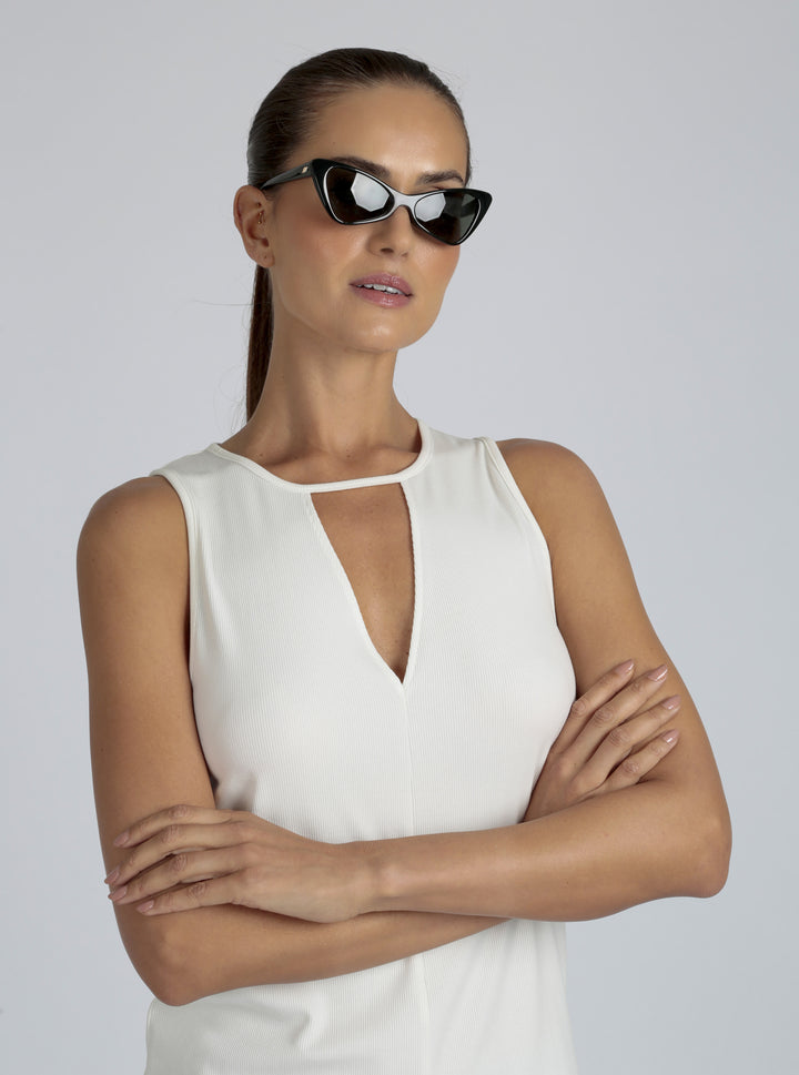 Amara V Neck Top - Blanc Noir Online Store