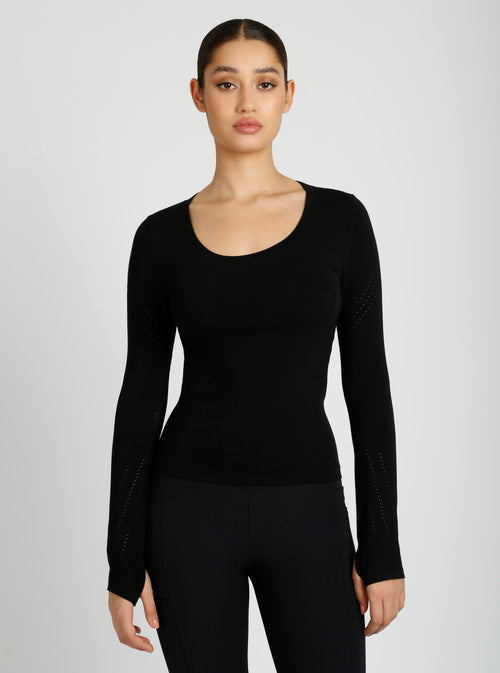 Seamless Scoop Neck Top - Blanc Noir Online Store