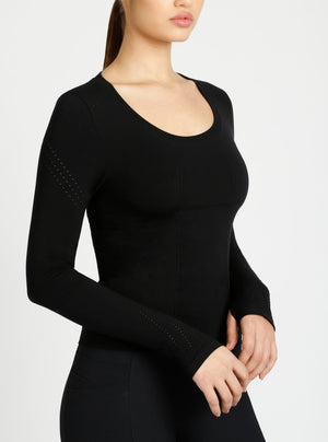 Seamless Scoop Neck Top - Blanc Noir Online Store