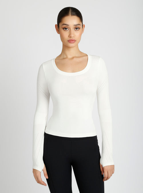 Seamless Scoop Neck Top - Blanc Noir Online Store