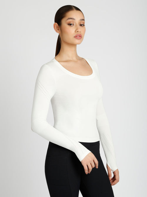 Seamless Scoop Neck Top - Blanc Noir Online Store