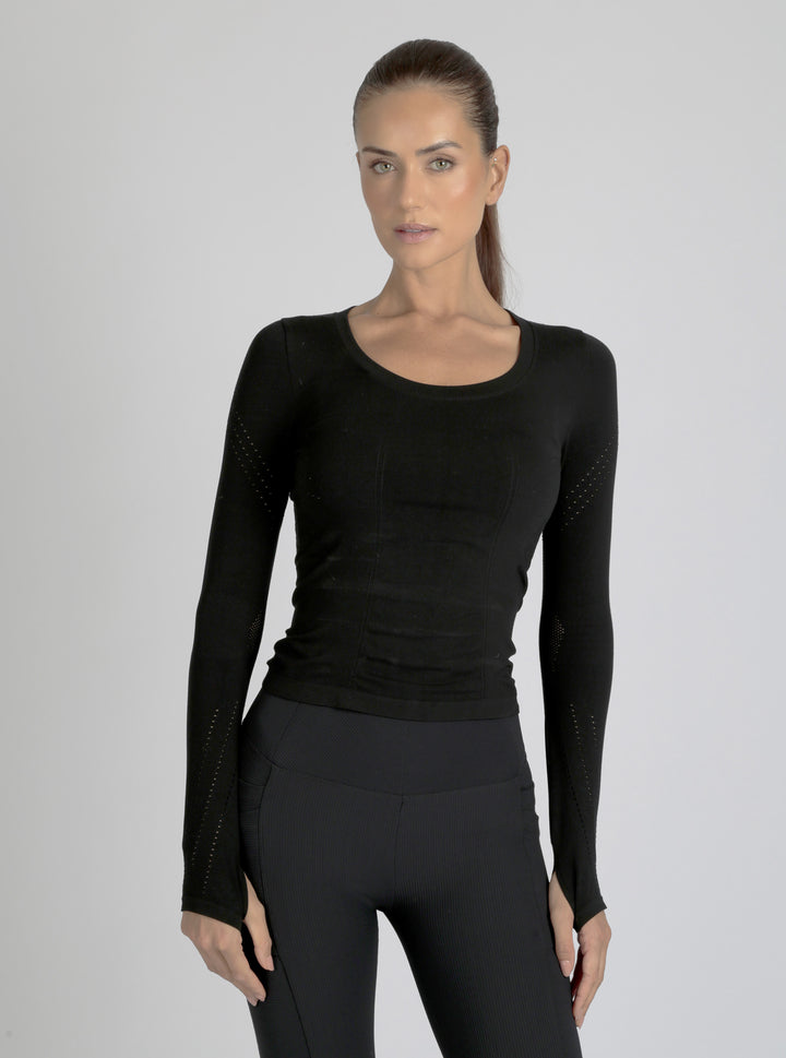 Seamless Scoop Neck Top - Blanc Noir Online Store