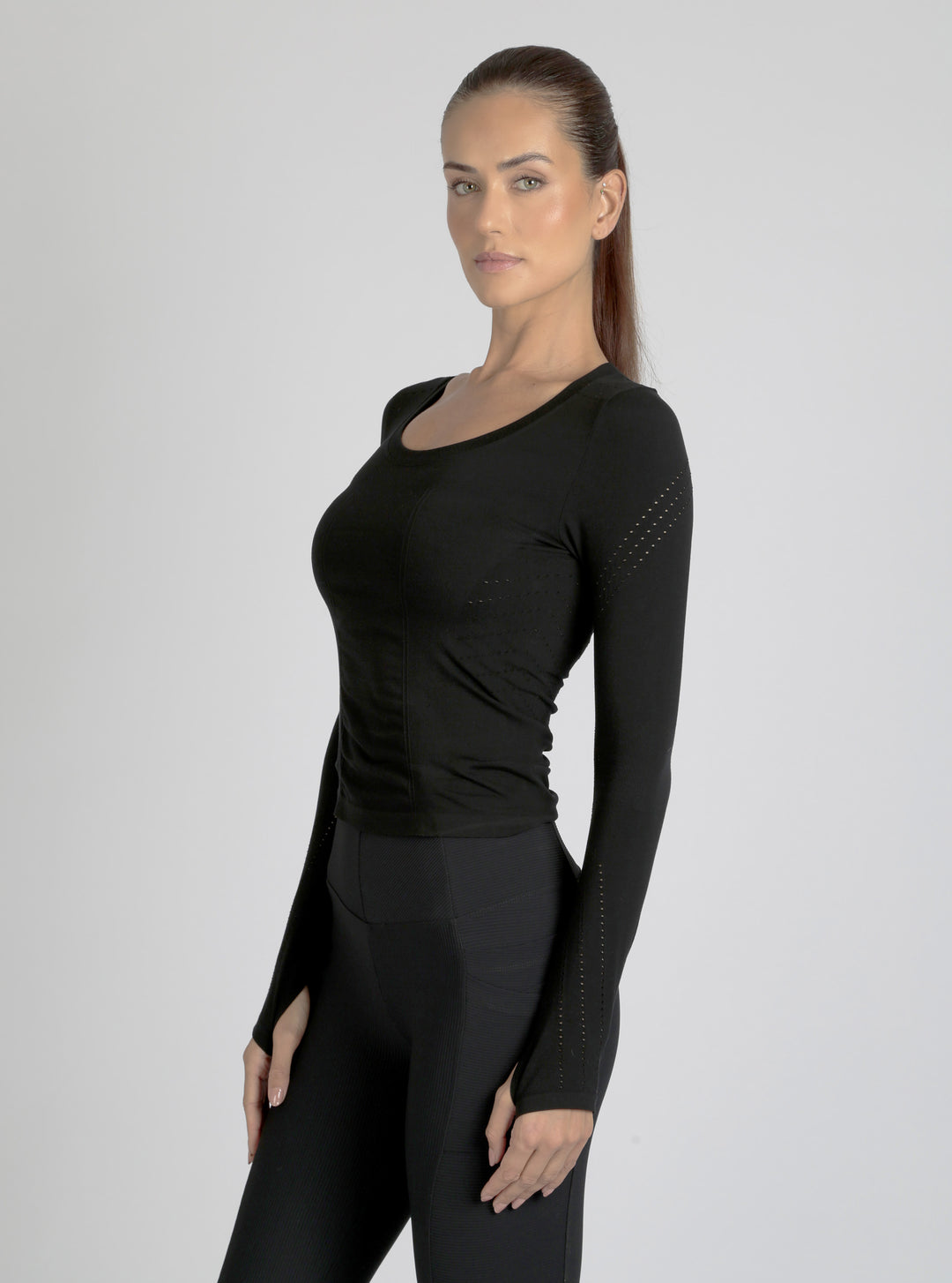 Seamless Scoop Neck Top - Blanc Noir Online Store