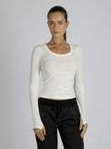 Seamless Scoop Neck Top - Blanc Noir Online Store