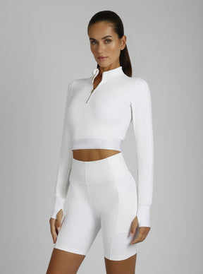 Directional Rib Gold Trims Top - Blanc Noir Online Store