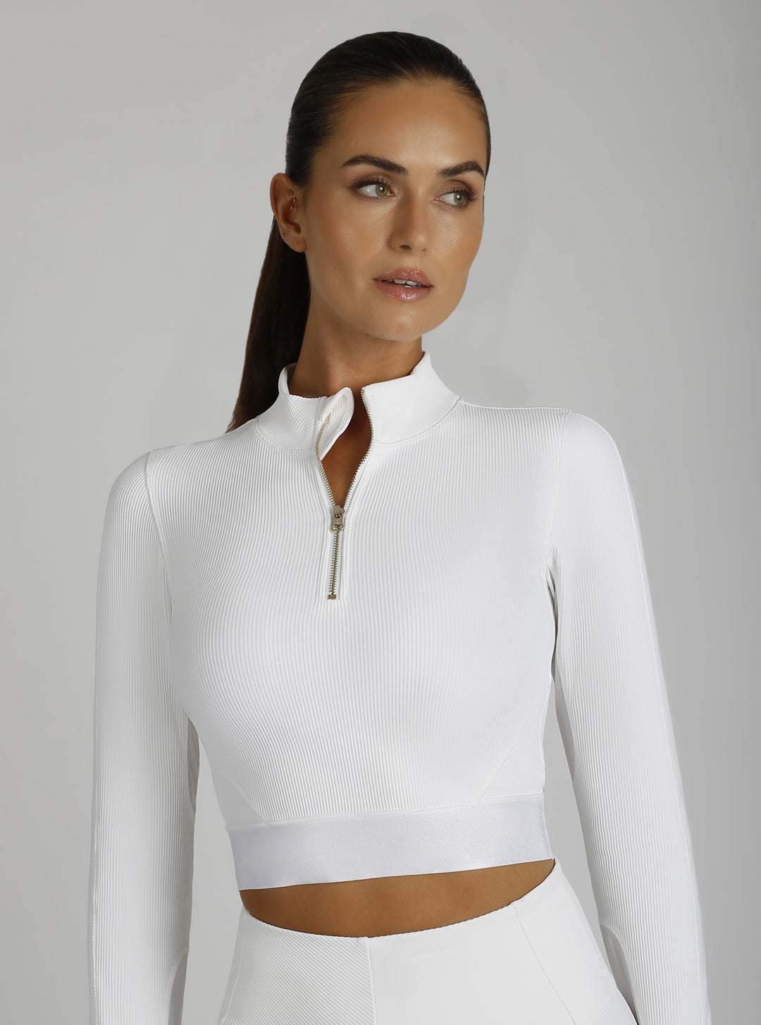 Directional Rib Gold Trims Top - Blanc Noir Online Store