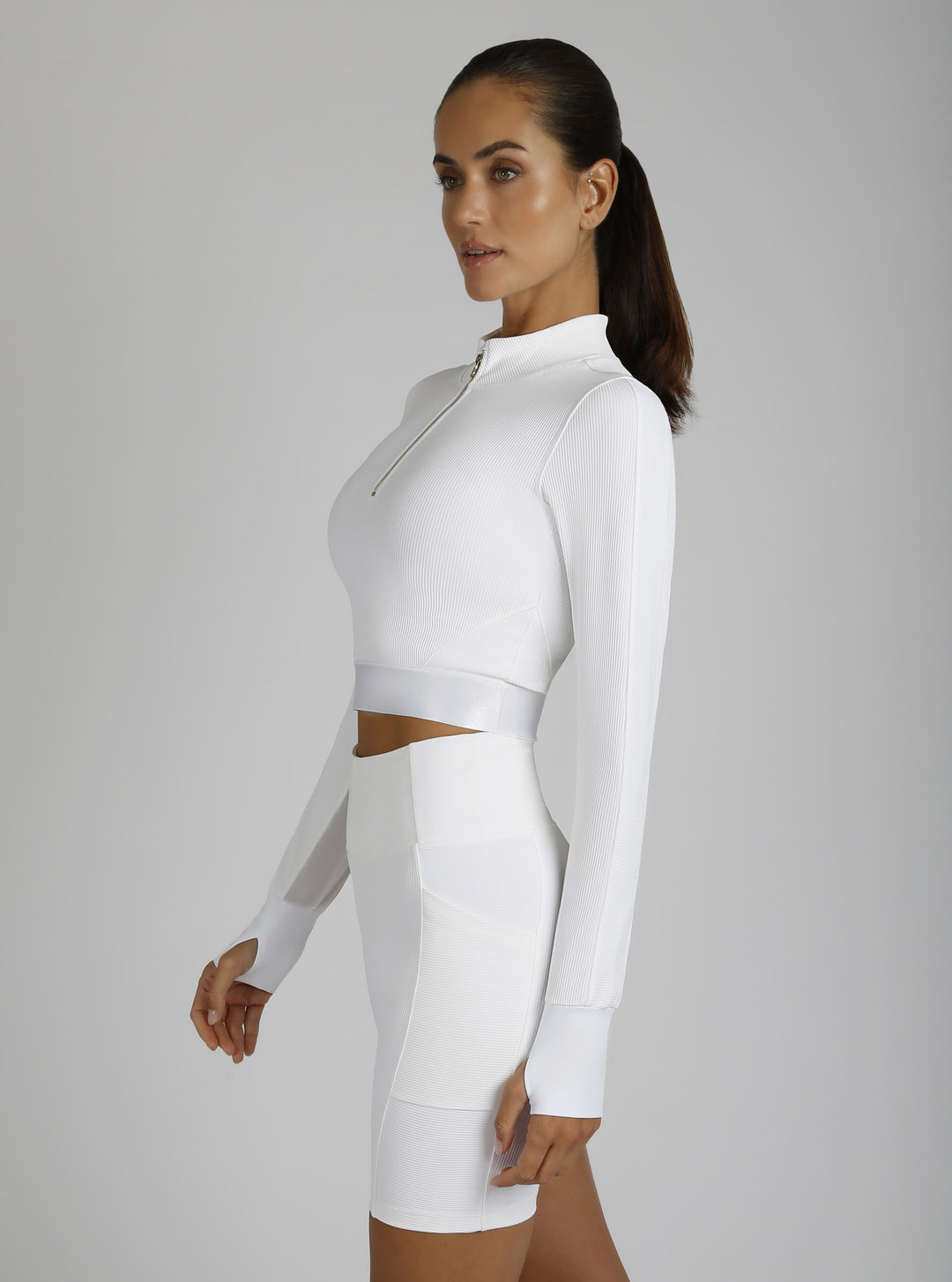 Directional Rib Gold Trims Top - Blanc Noir Online Store