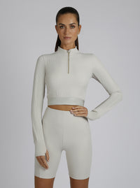 Directional Rib Gold Trims Top - Blanc Noir Online Store