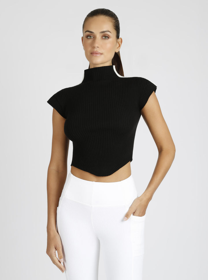 Brianna Mock Neck Top - Blanc Noir Online Store