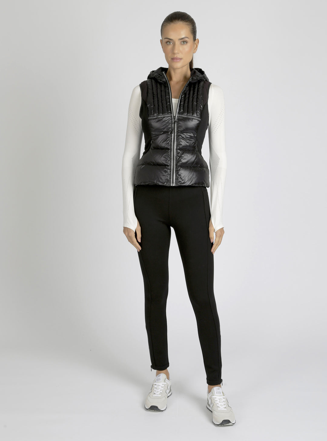 Reflective Inset Down Filled Feather Weight Vest - Black - Blanc Noir Online Store