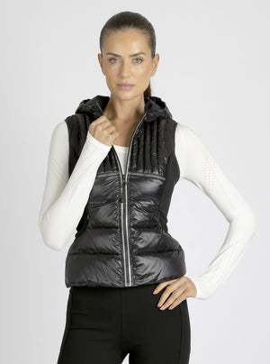 Reflective Inset Down Filled Feather Weight Vest - Black - Blanc Noir Online Store