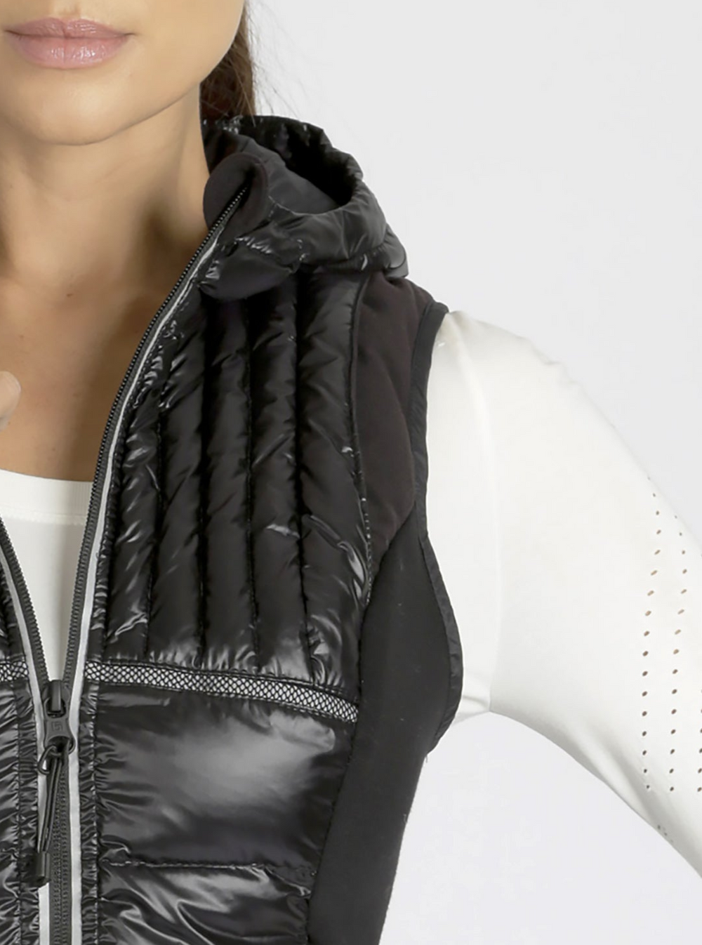Reflective Inset Down Filled Feather Weight Vest - Black