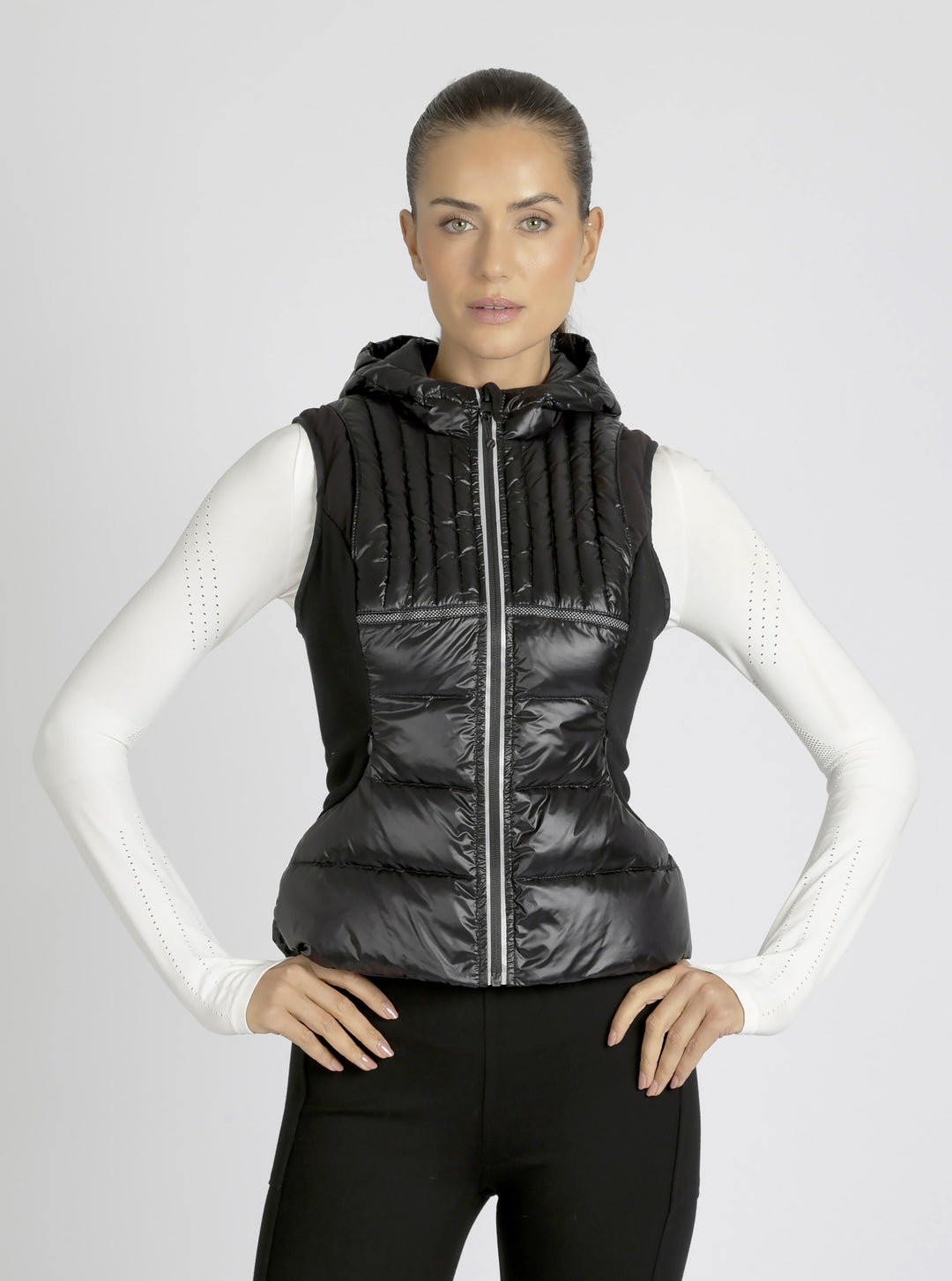 Reflective Inset Down Filled Feather Weight Vest - Black - Blanc Noir Online Store