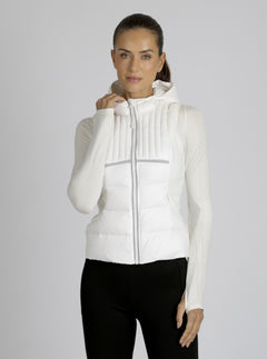 Reflective Inset Down Filled Feather Weight Vest - White - Blanc Noir Online Store