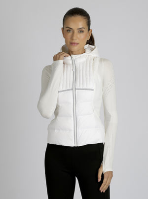 Reflective Inset Down Filled Feather Weight Vest - White - Blanc Noir Online Store
