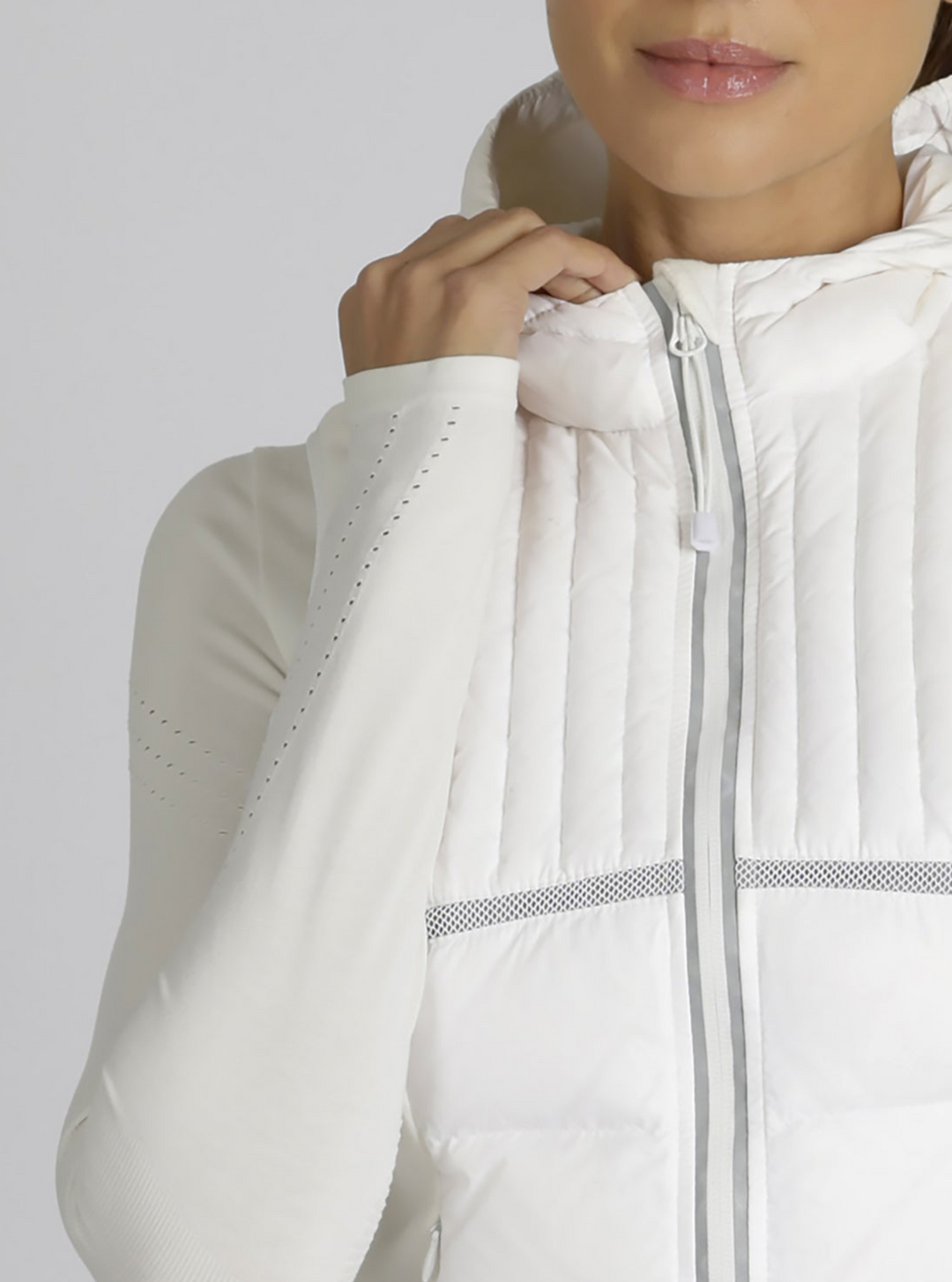 Reflective Inset Down Filled Feather Weight Vest - White - Blanc Noir Online Store