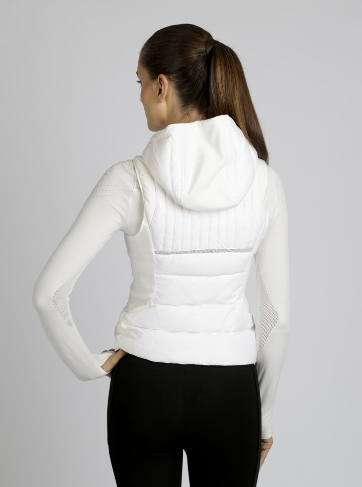 Reflective Inset Down Filled Feather Weight Vest - White - Blanc Noir Online Store