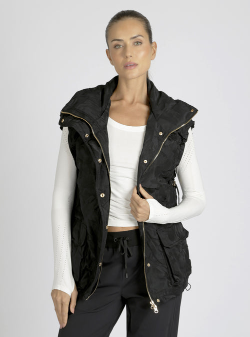 Camo Oversize Svetlana Vest Gold Trims - Blanc Noir Online Store