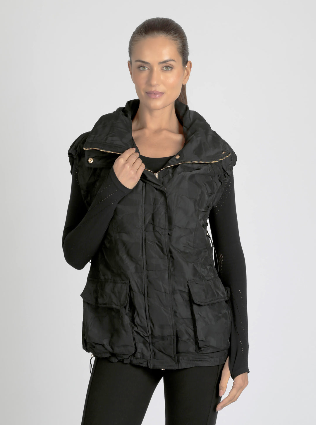 Camo Oversize Svetlana Vest Gold Trims - Blanc Noir Online Store