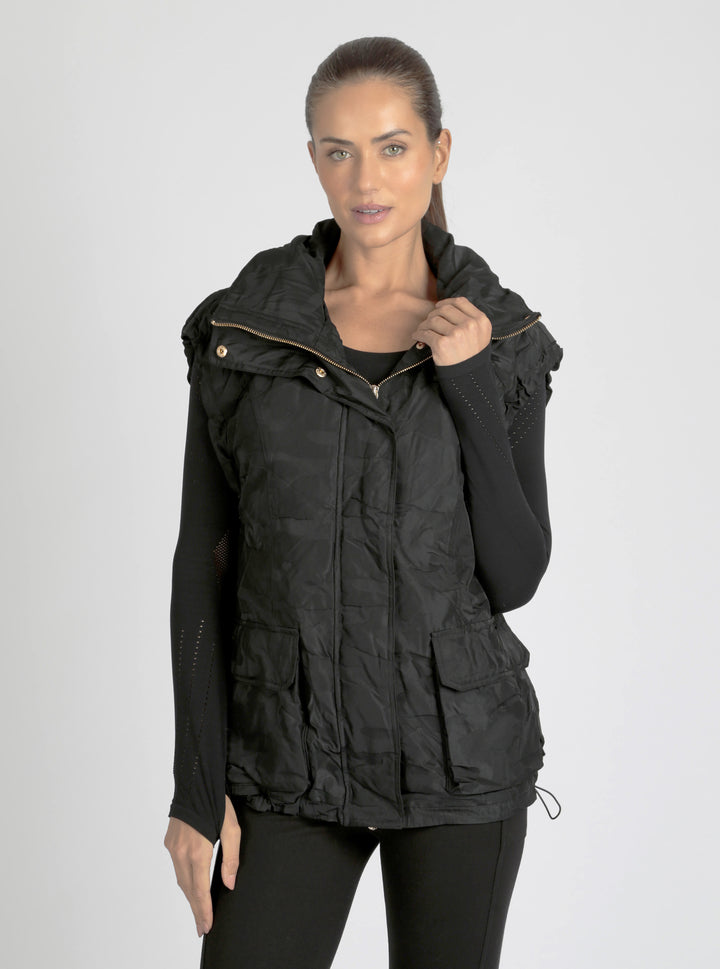 Camo Oversize Svetlana Vest Gold Trims - Blanc Noir Online Store