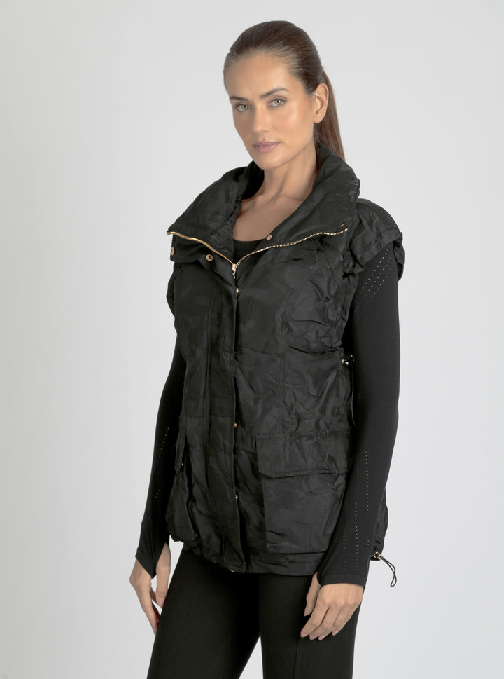 Camo Oversize Svetlana Vest Gold Trims - Blanc Noir Online Store