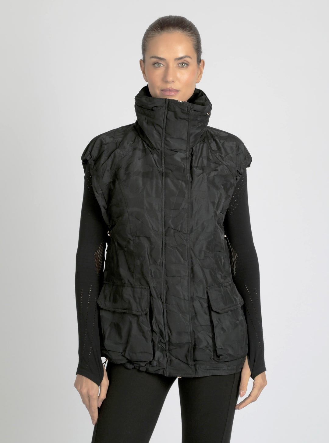 Camo Oversize Svetlana Vest Gold Trims - Blanc Noir Online Store