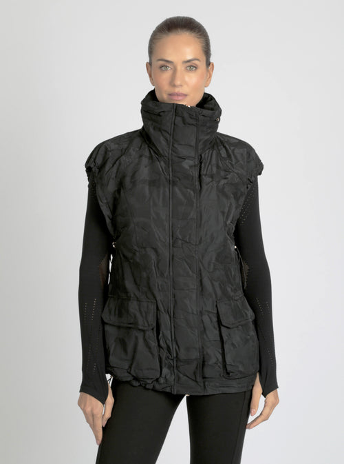 Camo Oversize Svetlana Vest Gold Trims - Blanc Noir Online Store