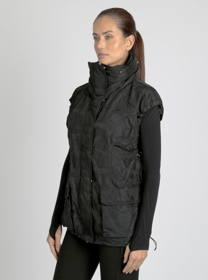 Camo Oversize Svetlana Vest Gold Trims - Blanc Noir Online Store