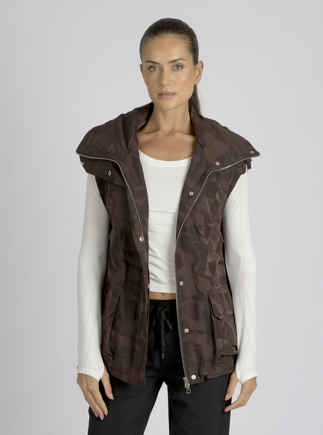 Camo Oversize Svetlana Vest Gold Trims - Blanc Noir Online Store