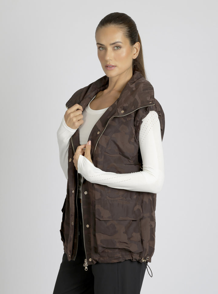 Camo Oversize Svetlana Vest Gold Trims - Blanc Noir Online Store