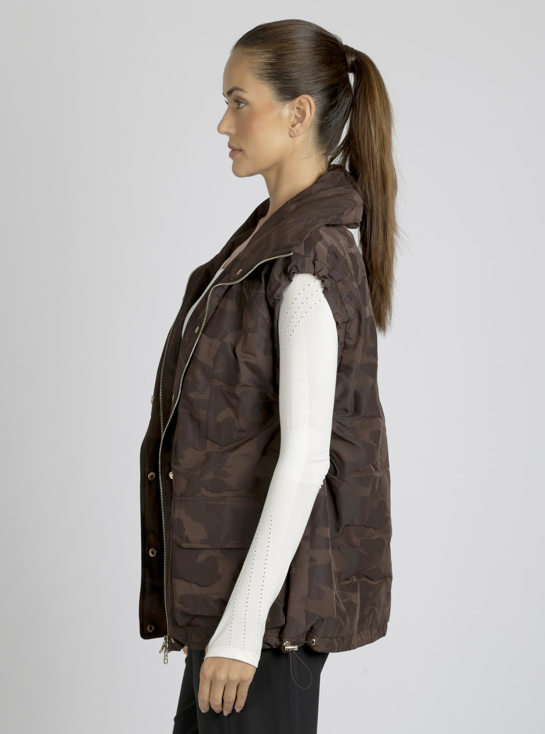 Camo Oversize Svetlana Vest Gold Trims - Blanc Noir Online Store