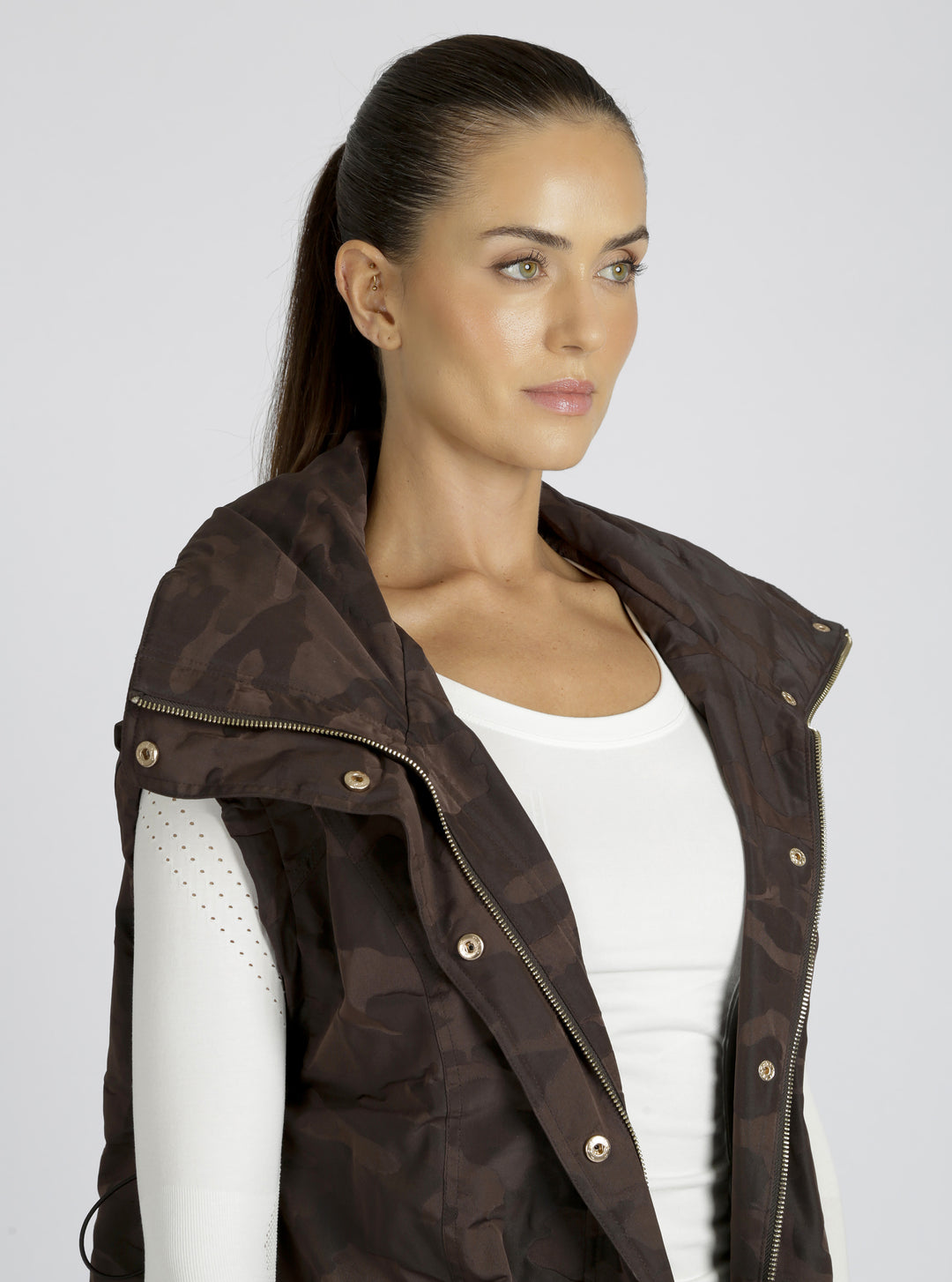 Camo Oversize Svetlana Vest Gold Trims - Blanc Noir Online Store