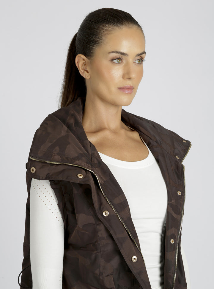 Camo Oversize Svetlana Vest Gold Trims - Blanc Noir Online Store