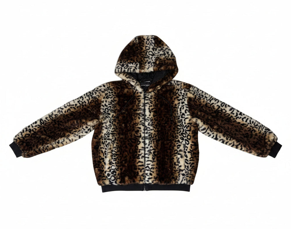 VAULT_514_BSJ211300 zip front cheetah animal print hooded jacket - Blanc Noir Online Store