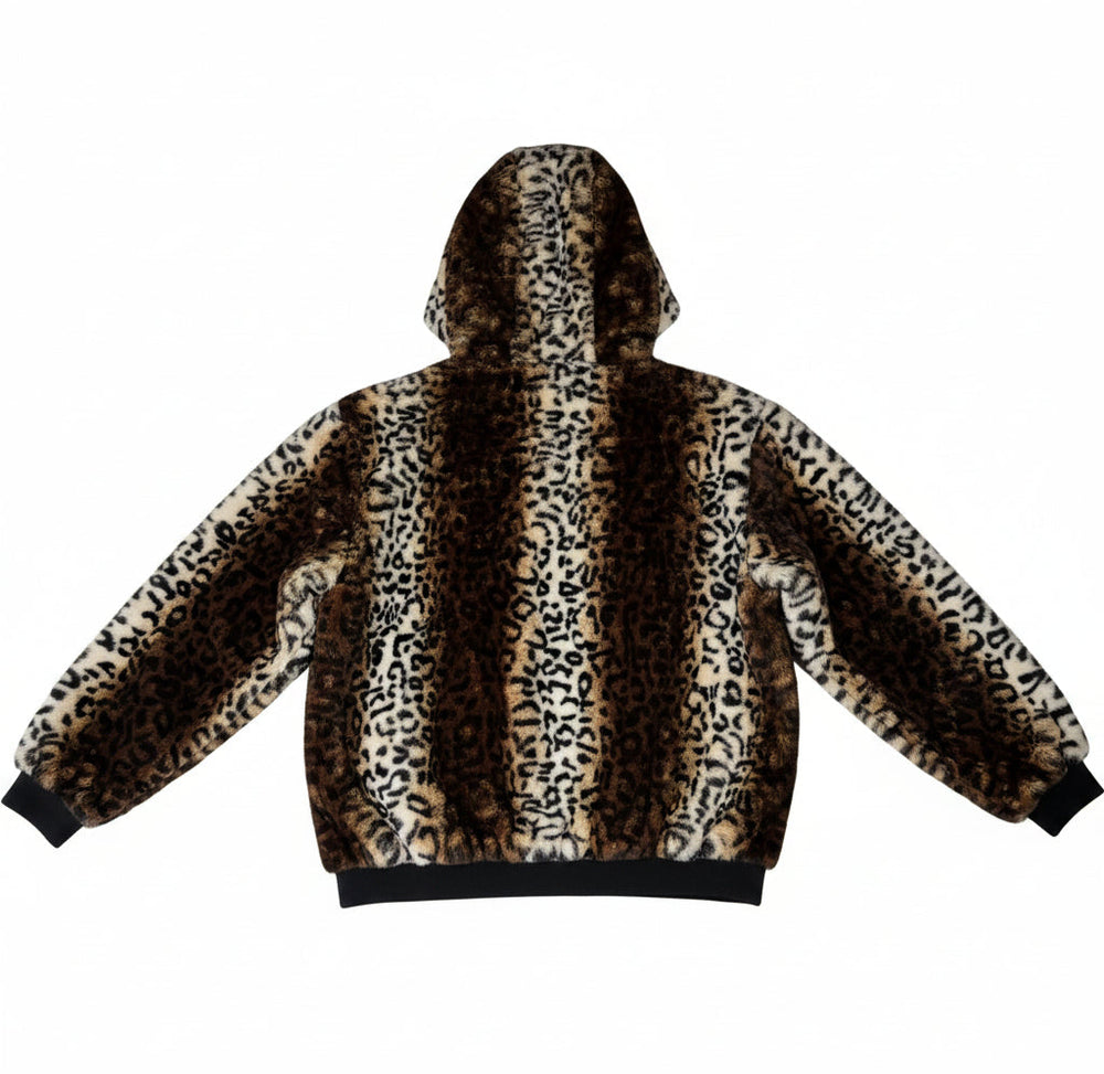 VAULT_514_BSJ211300 zip front cheetah animal print hooded jacket - Blanc Noir Online Store