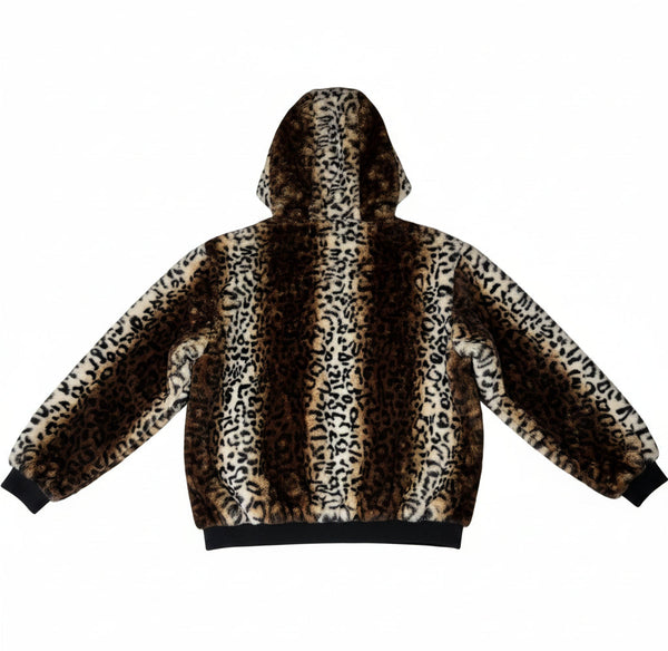 VAULT_514_BSJ211300 zip front cheetah animal print hooded jacket - Blanc Noir Online Store