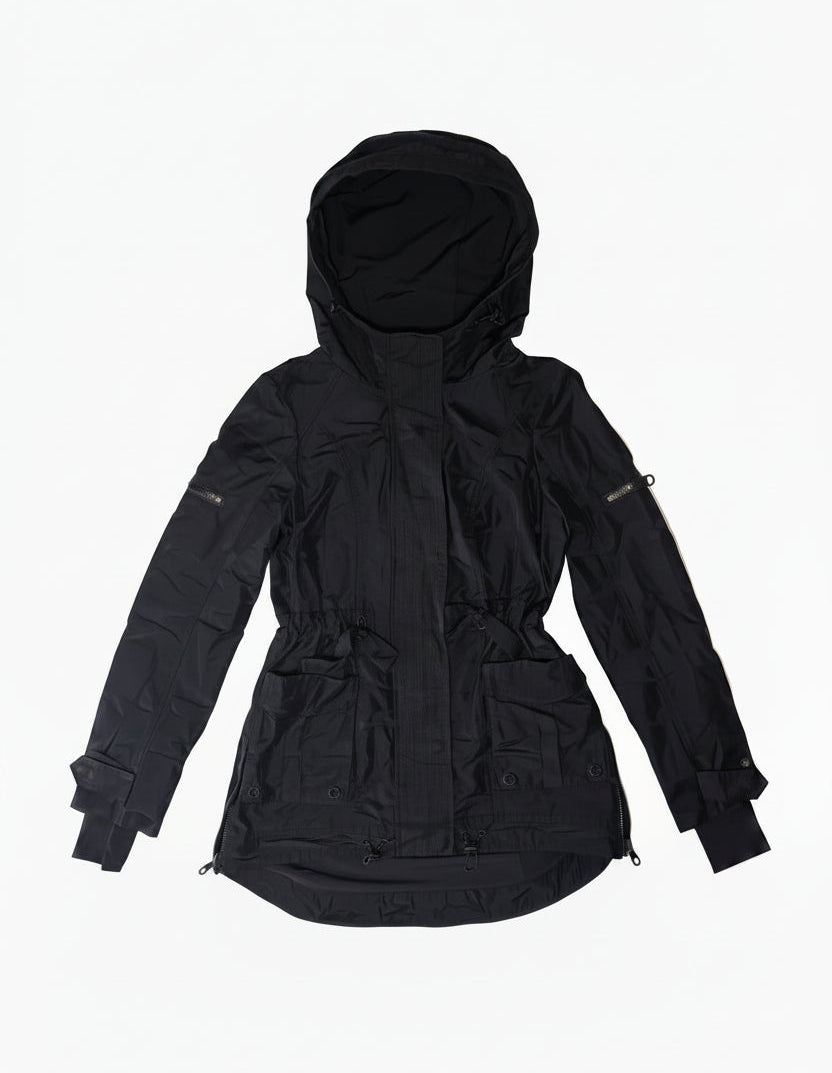VAULT_514_BLJ13100 hooded jacquard DTM black zip front jacket with cargo pockets - Blanc Noir Online Store
