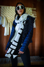 Chevron Stripe Down Filled Puffer Jacket - Blanc Noir Online Store