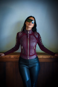 Pyramid Stud Mesh Moto Jacket - Blanc Noir Online Store