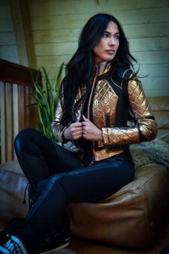 Metallic Moto Mesh Jacket - Copper/Brown - Blanc Noir Online Store