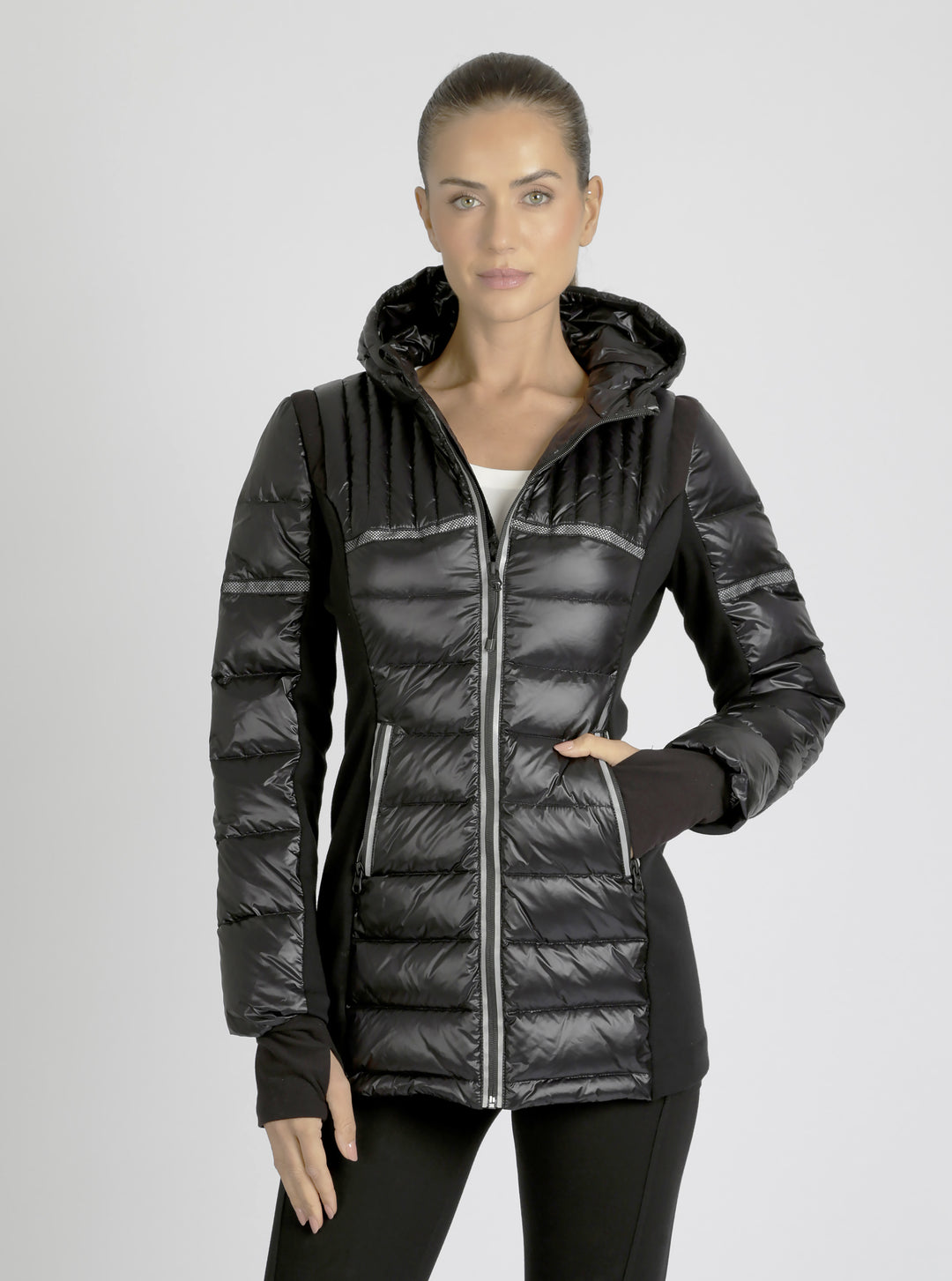 Reflective Inset Down Filled Feather Weight Parka - Blanc Noir Online Store