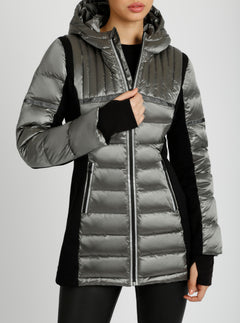 Reflective Inset Down Filled Feather Weight Parka - Blanc Noir Online Store