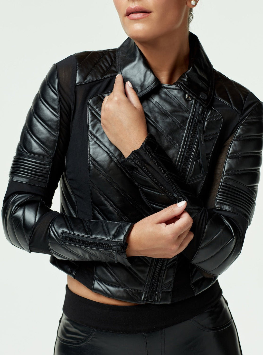 Acceleration Asym Moto Mesh Leather Jacket - Blanc Noir Online Store